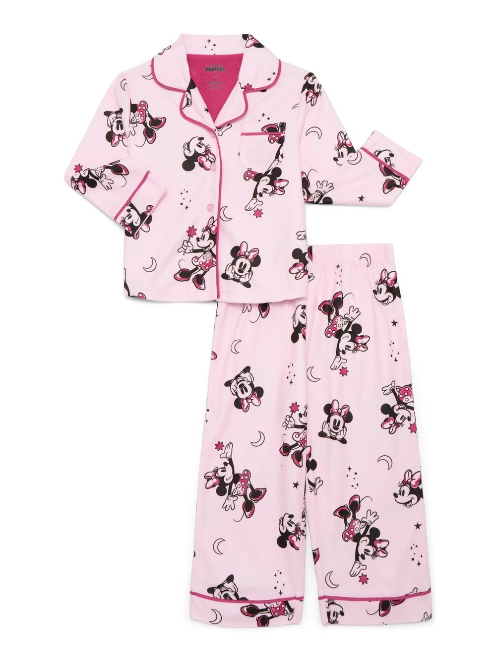 Disney Pink Minnie Mouse Pajama Set with Black & White Accents